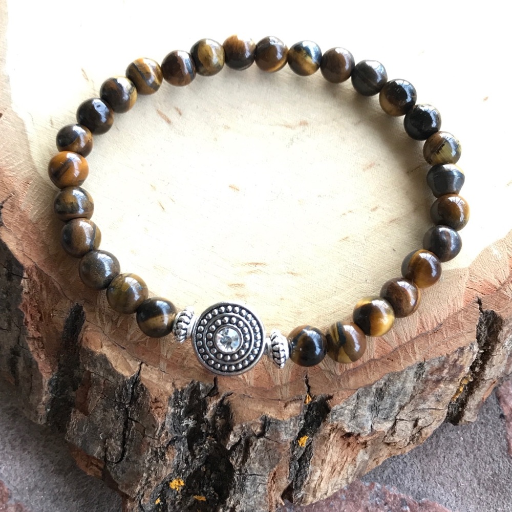 🔴 SALE ! Tiger eye cz charm bead bracelet - Picture 6 of 12
